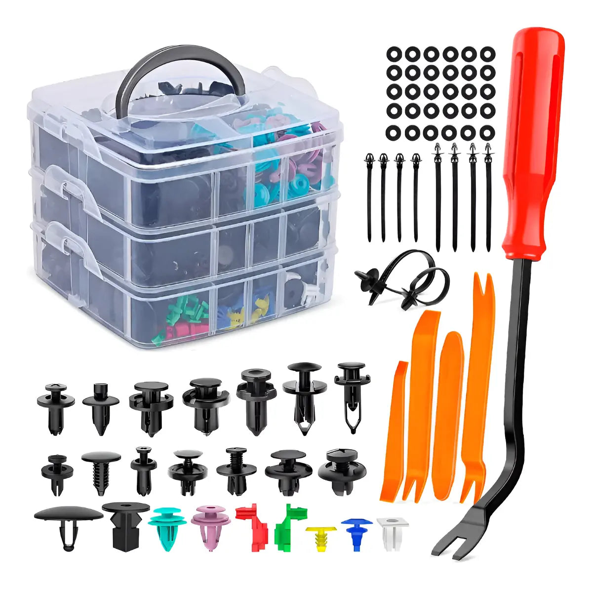 KIT 725 CLIPS DE RETENCIÓN PLÁSTICO PARA AUTO - USO UNIVERSAL
