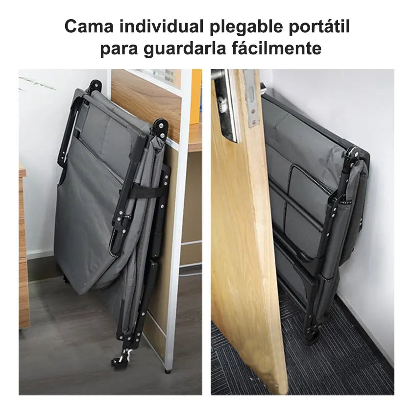 CAMA CATRE OUTDOOR PLEGABLE ACOLCHADO GRIS PORTÁTIL Y RESISTENTE