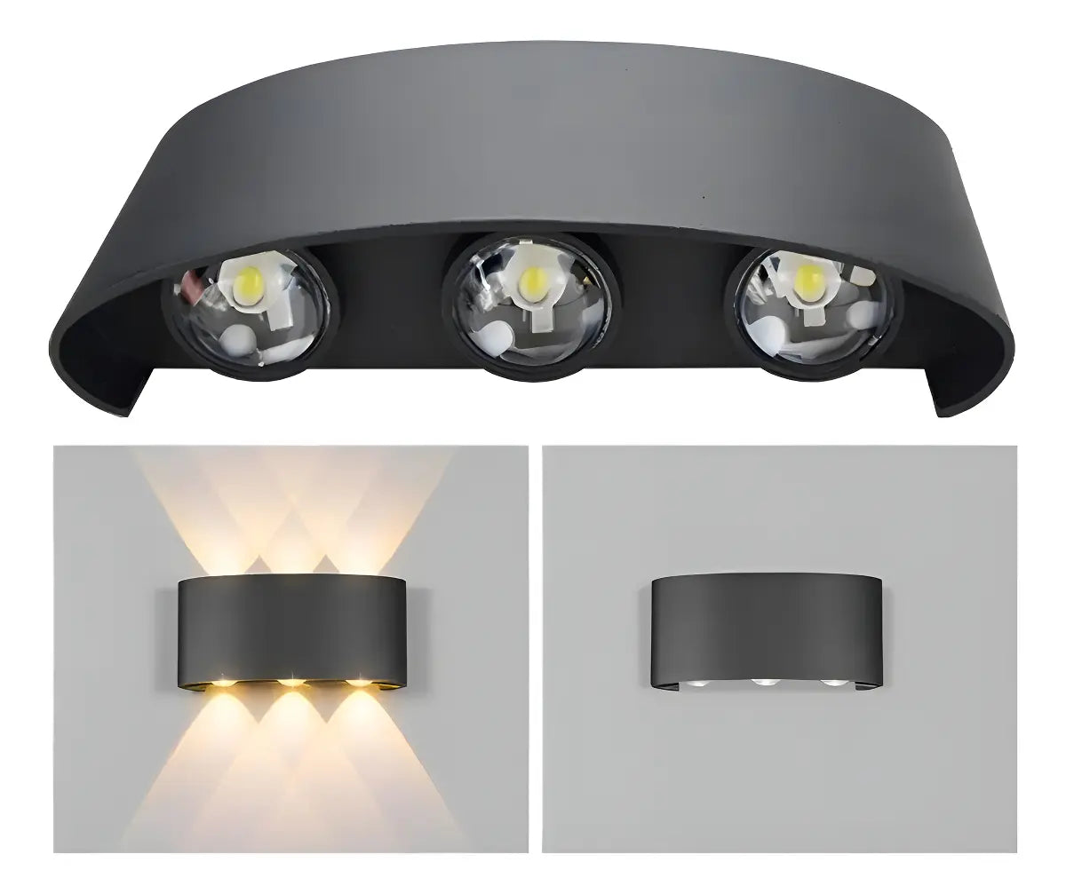 APLIQUE DE PARED 6 LED LUZ CÁLIDA DECORACIÓN HOGAR -NEGRO