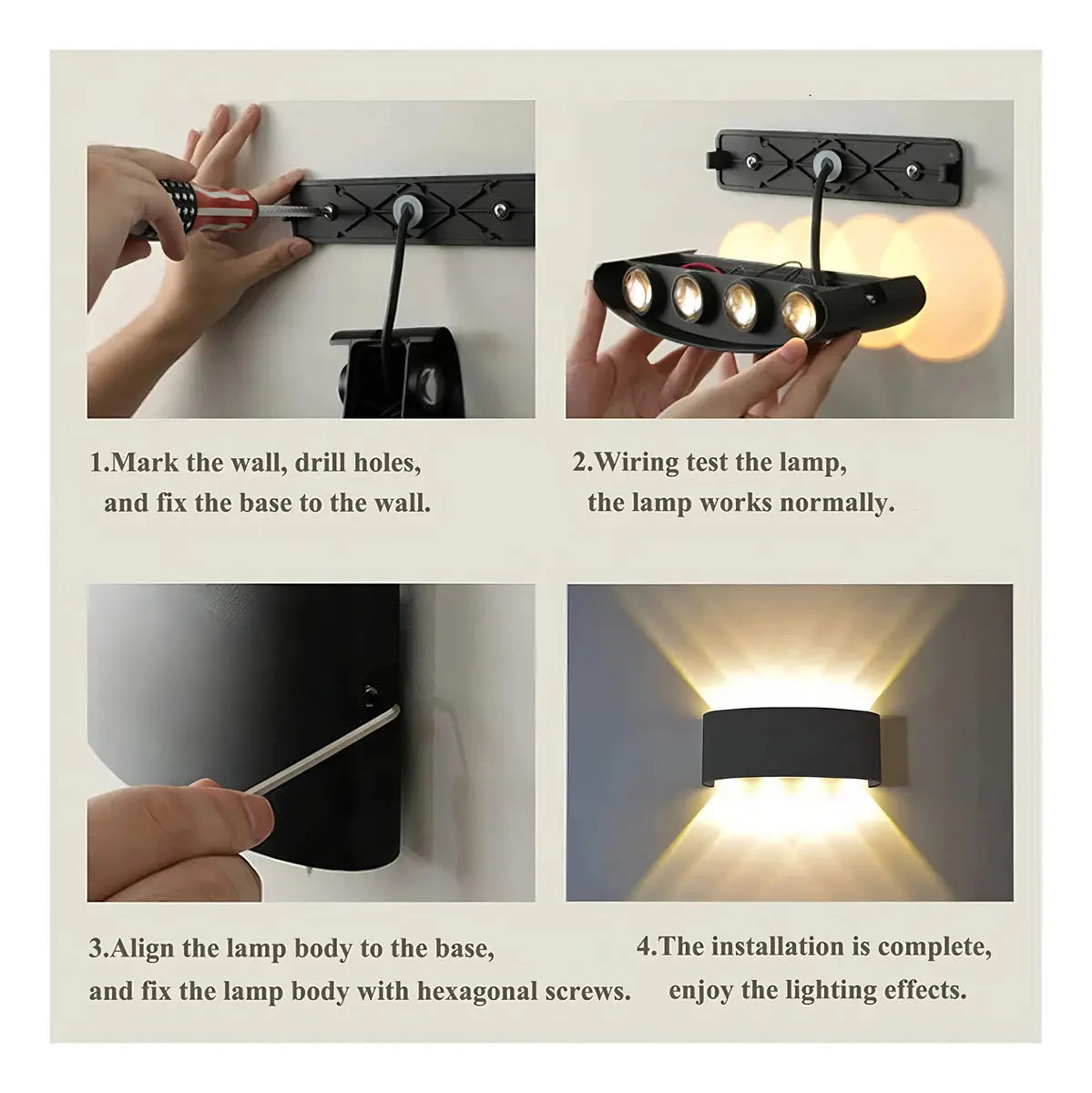 APLIQUE LED EXTERIOR DE PARED 8W LUZ CÁLIDA 3500K -NEGRA