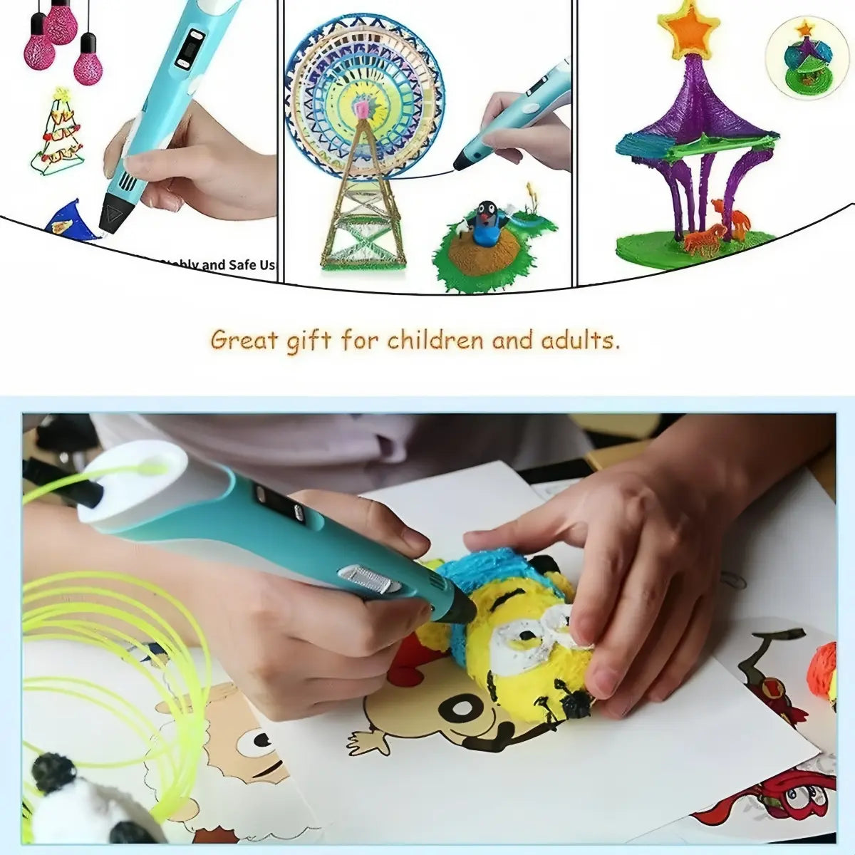 LÁPIZ 3D IMPRESORA DE DIBUJO + 10 FILAMENTOS 30 METROS MULTICOLOR