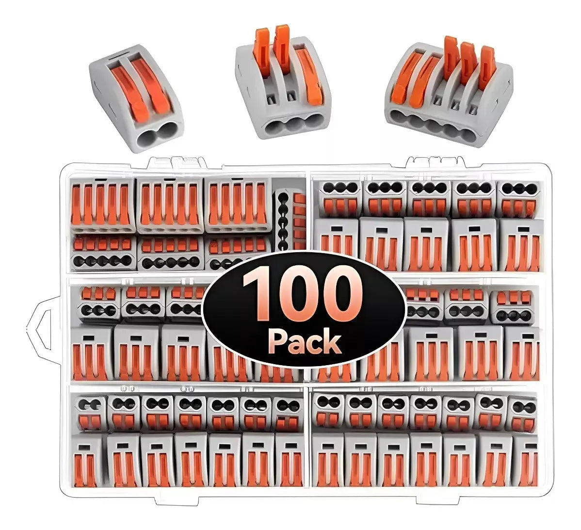SET 100 CONECTORES ELÉCTRICOS RÁPIDOS TIPO WAGO 3 ENTRADAS