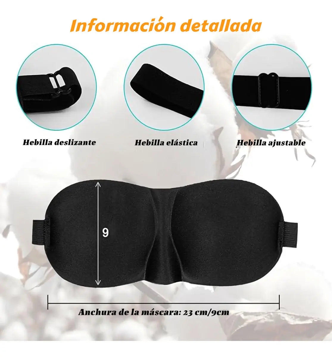 PACK X2 ANTIFAZ 3D PARA DORMIR CON CORREA AJUSTABLE