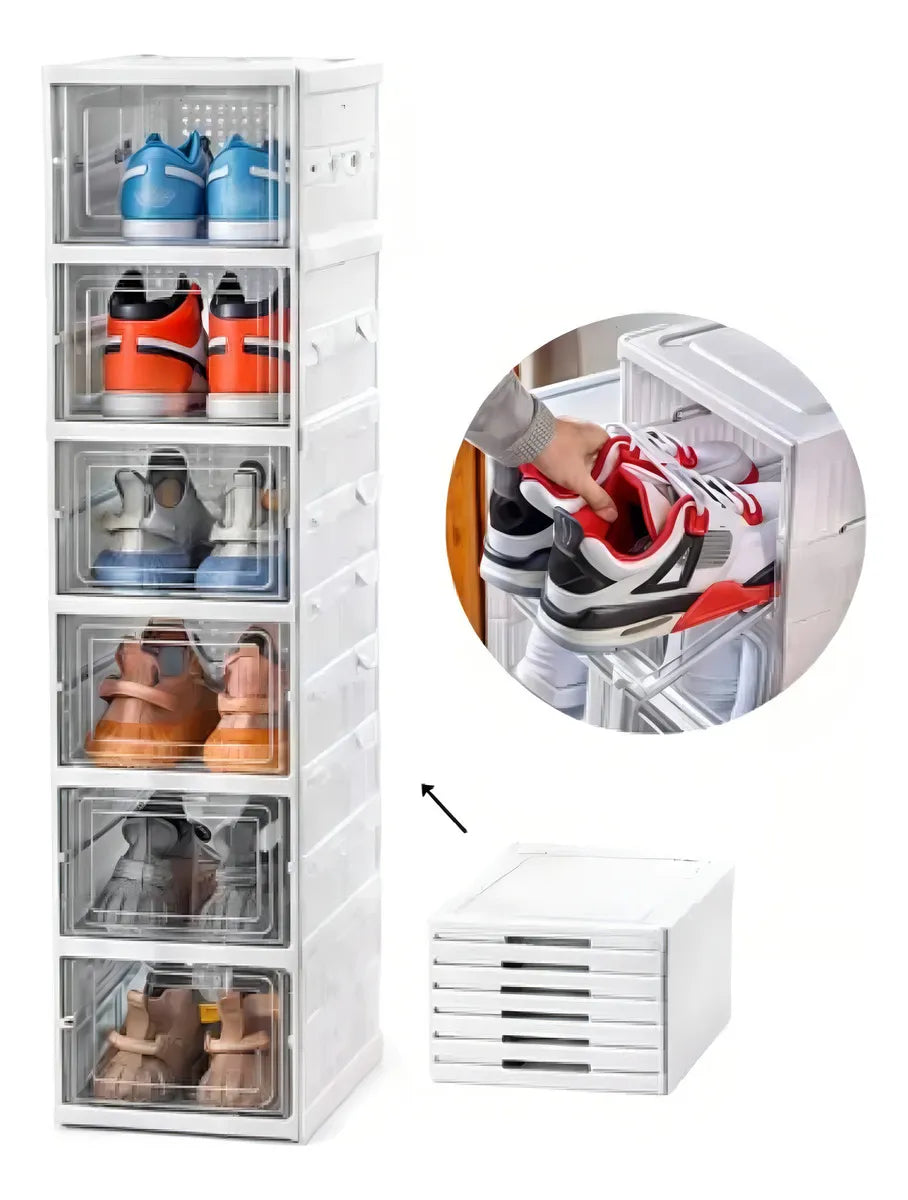 CAJA ORGANIZADOR DE ZAPATOS 6 NIVELES -AHORRO DE ESPACIO Y ORDEN TOTAL