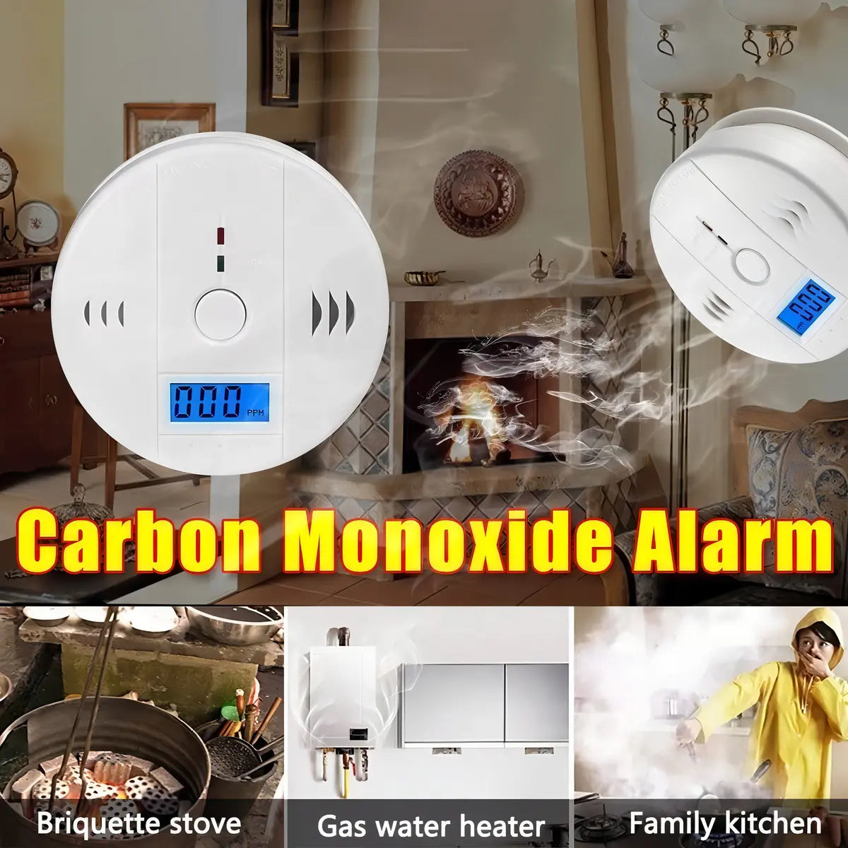 DETECTOR DE MONÓXIDO DE CARBONO LCD DIGITAL AUTÓNOMO