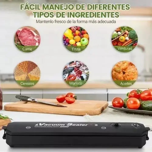 MÁQUINA SELLADORA AL VACÍO PARA ALIMENTOS + BOLSAS INCLUIDAS COLOR NEGRO