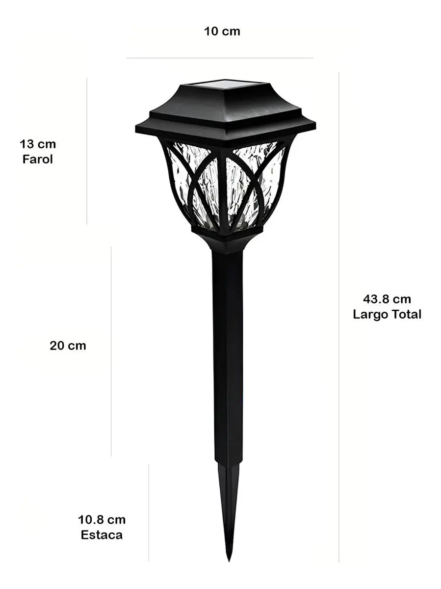 PACK 6 LUCES SOLARES PARA JARDÍN CON ESTACA - ESTILO INGLÉS NEGRO