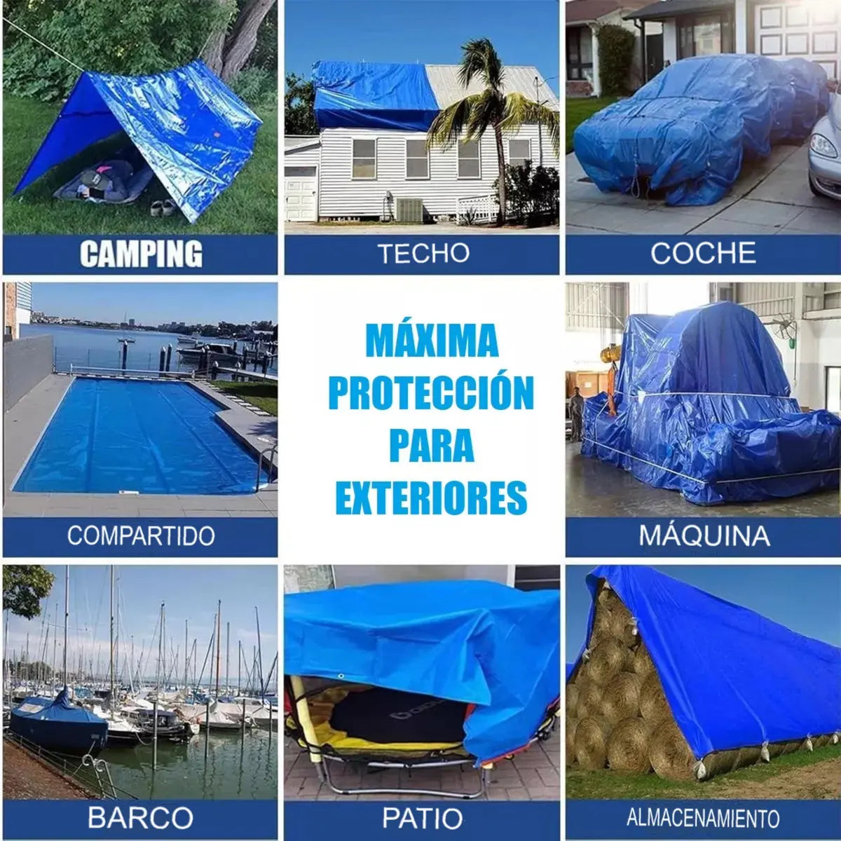 LONA CARPA MULTIUSO IMPERMEABLE 4X6 METROS COLOR AZUL