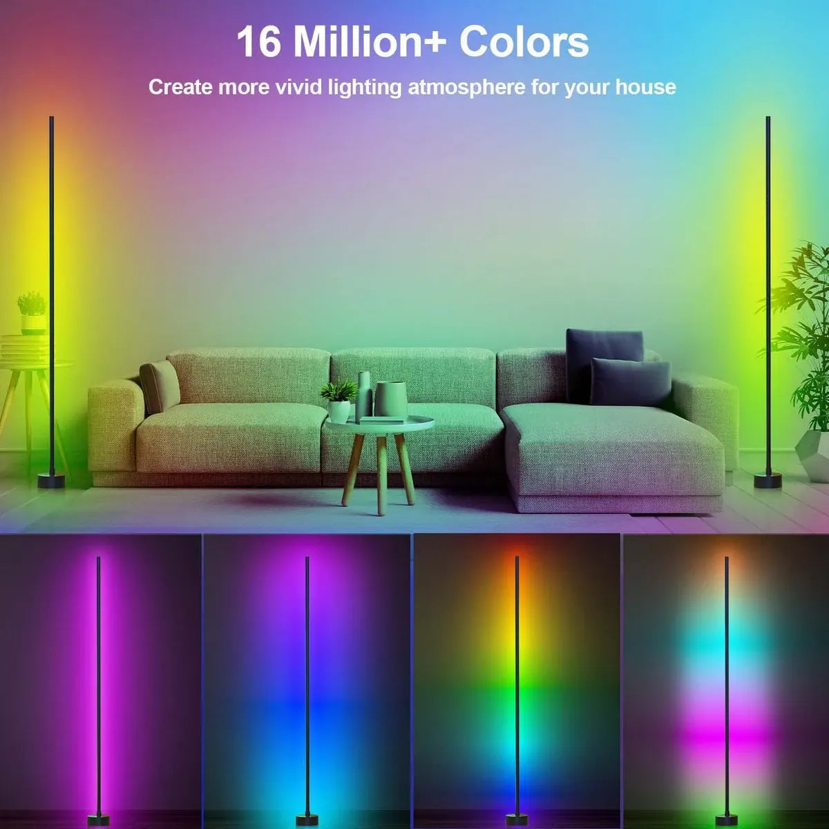 LÁMPARA DE PISO ESQUINERA RGB CON BLUETOOTH