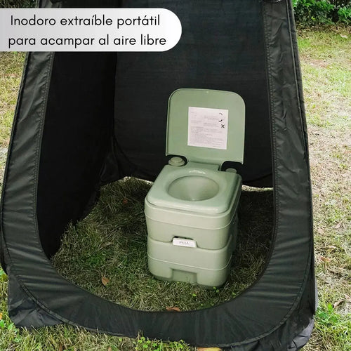 CARPA BAÑO VESTIDOR + BAÑO QUÍMICO 20L + 2 DUCHA 20L - KIT CAMPING