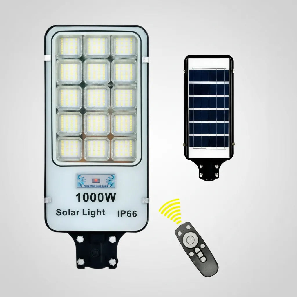 FOCO SOLAR LED 1000W EXTERIOR CON CONTROL Y SOPORTE