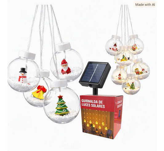 LUCES GUIRNALDA NAVIDEÑA 10 ESFERAS LED 3M LUZ CÁLIDA DECORATIVA