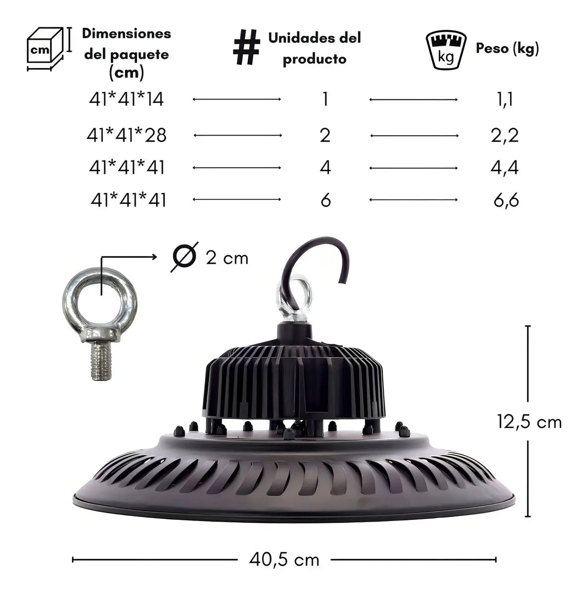 PACK X4 FOCO CAMPANA UFO LED 200W - ILUMINACIÓN POTENTE Y EFICIENTE PARA GRANDES ESPACIOS