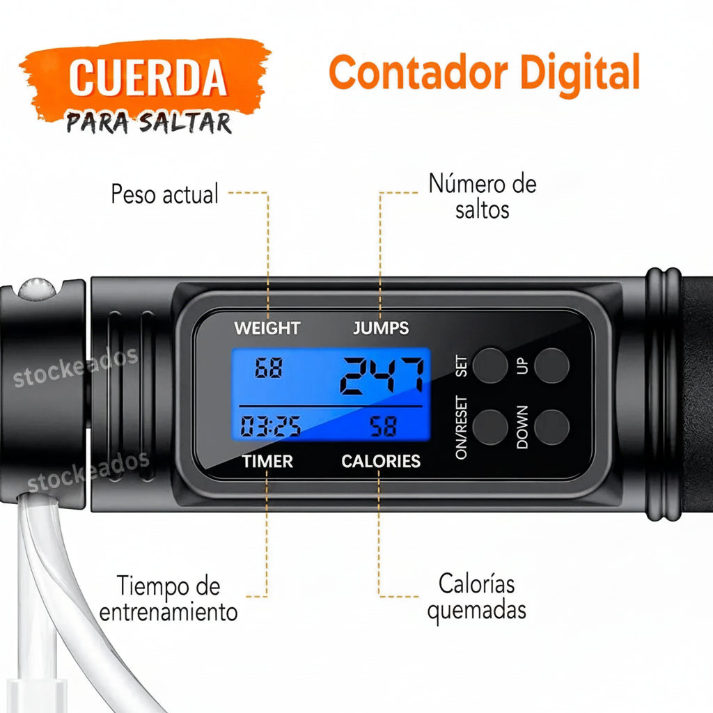 CUERDA DE SALTAR INALÁMBRICA CON CONTADOR DIGITAL