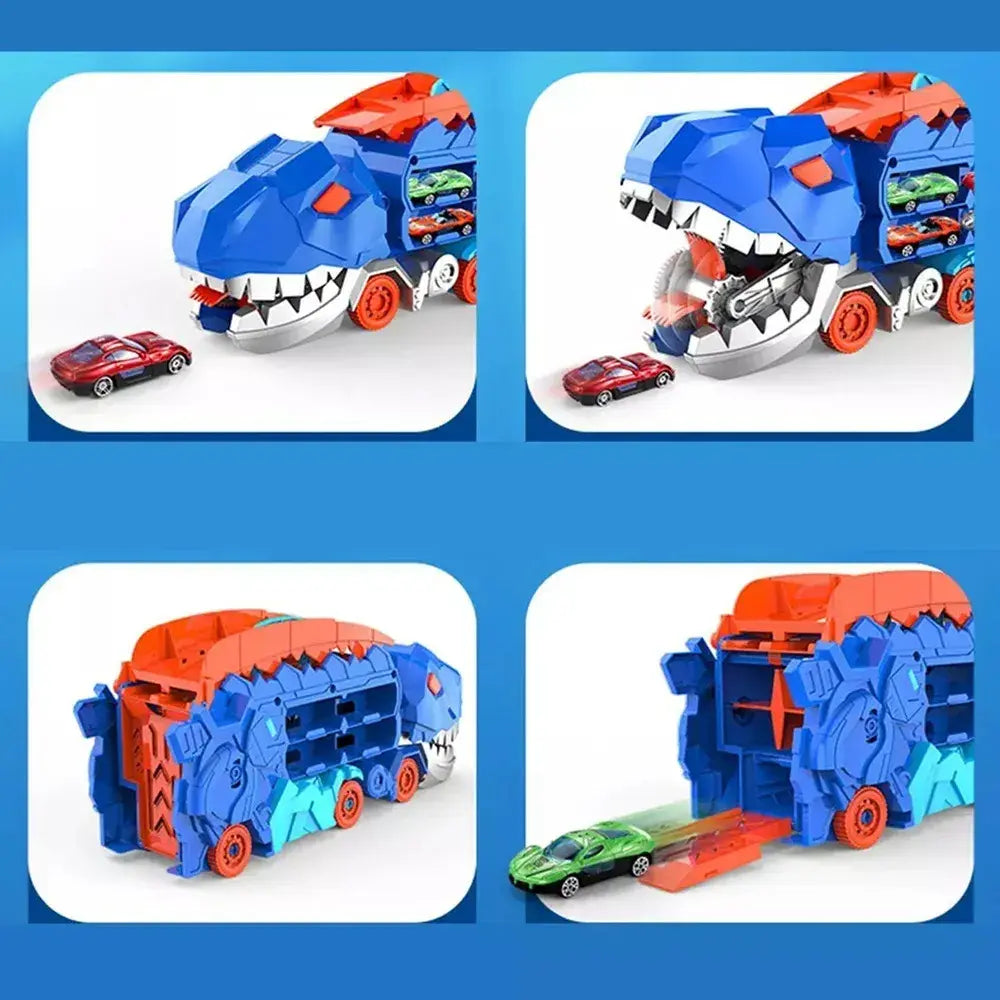 MINICAMIÓN DINOSAURIO CON 8 COCHES DE JUGUETE