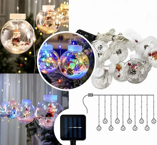LUCES GUIRNALDA NAVIDEÑA 10 ESFERAS LED 3M LUZ CÁLIDA DECORATIVA