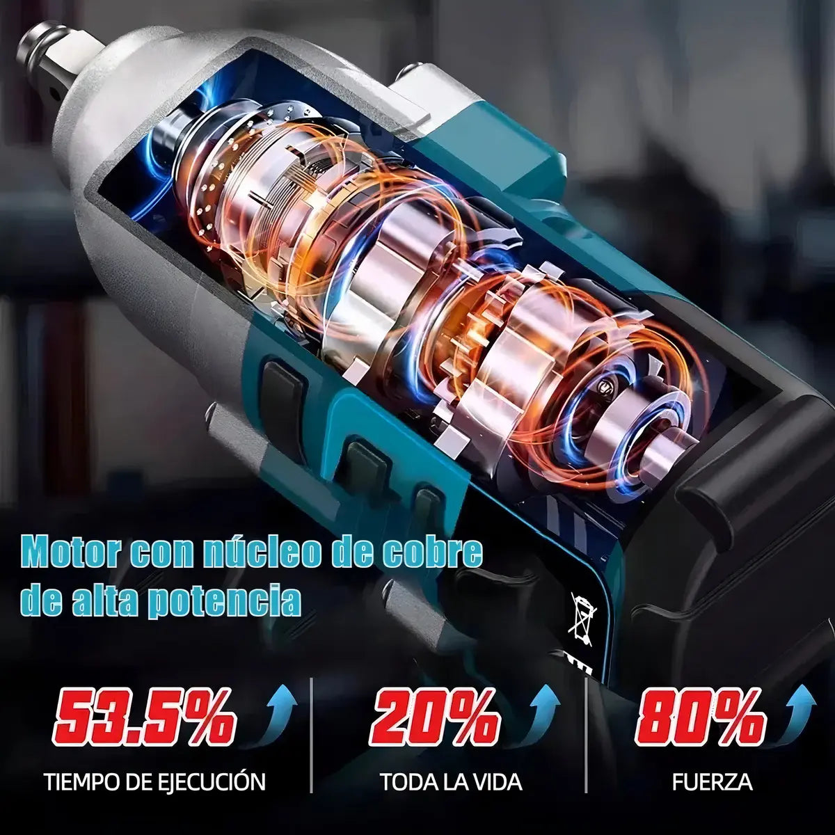 LLAVE DE IMPACTO INALÁMBRICA ALTA POTENCIA 88VF + 2 BATERÍAS
