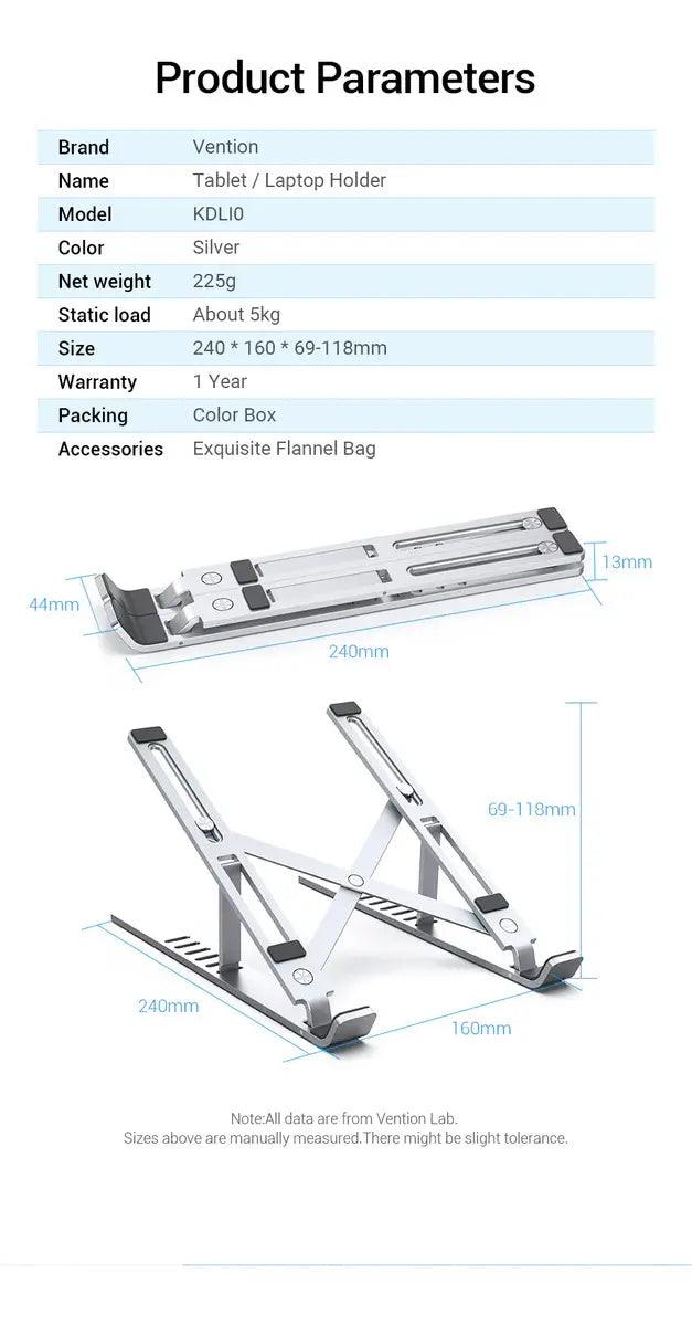 SOPORTE AJUSTABLE LAPTOPDESK PARA NOTEBOOK - ALUMINIO PLEGABLE PREMIUM