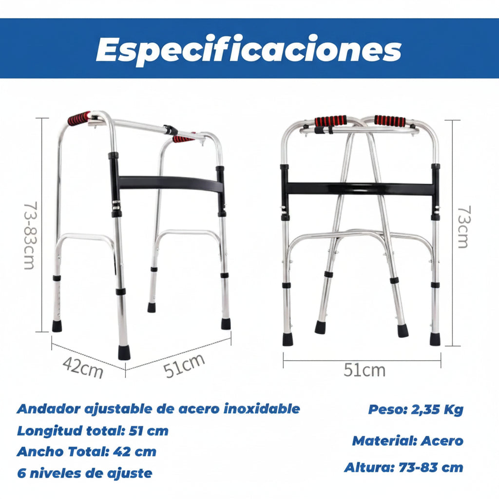 ANDADOR BURRITO ORTOPÉDICO PLEGABLE AJUSTABLE ADULTO MAYOR
