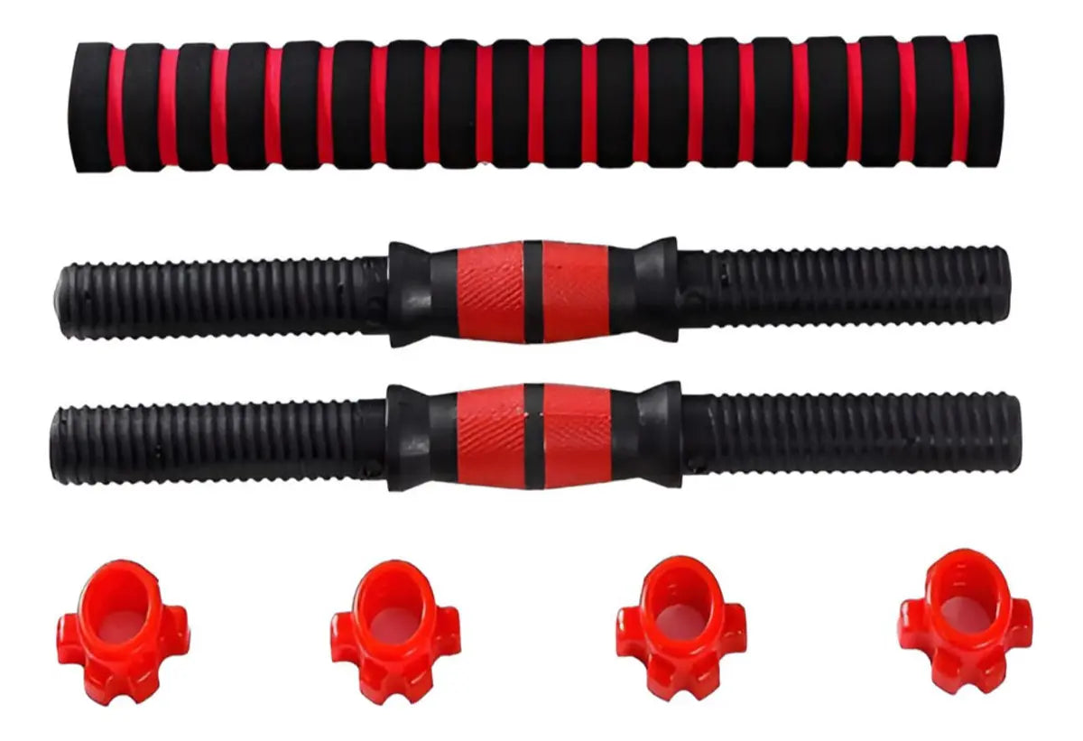 SET MANCUERNAS AJUSTABLES 20KG BARRA EXTENSIBLE DISCOS NEGROS FITNESS