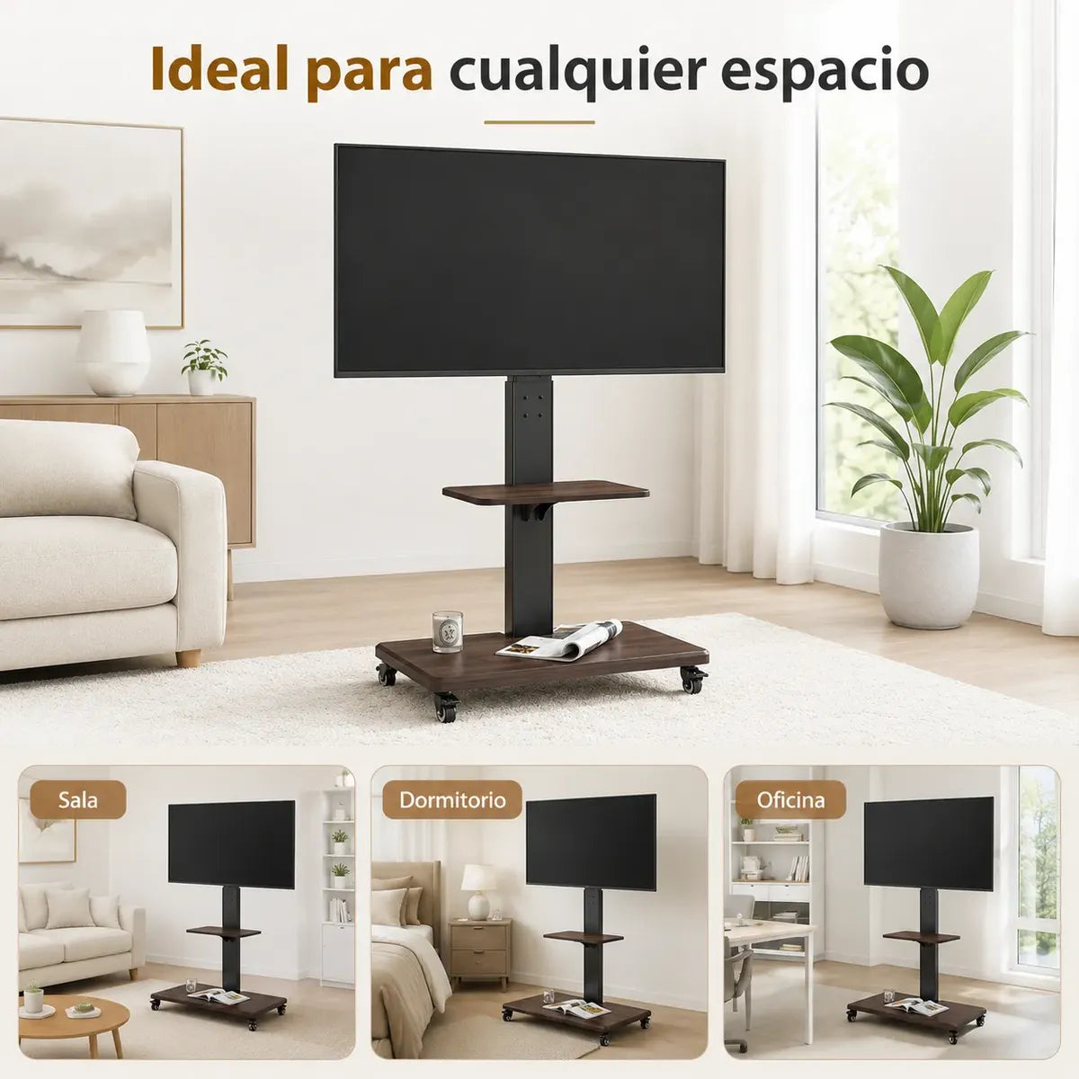 SOPORTE TV PEDESTAL CON RUEDAS UNIVERSAL 26 A 75 PULGADAS