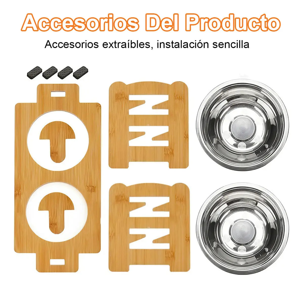 COMEDERO ELEVADO AJUSTABLE PARA MASCOTAS CON 2 PLATOS DE ACERO INOXIDABLE