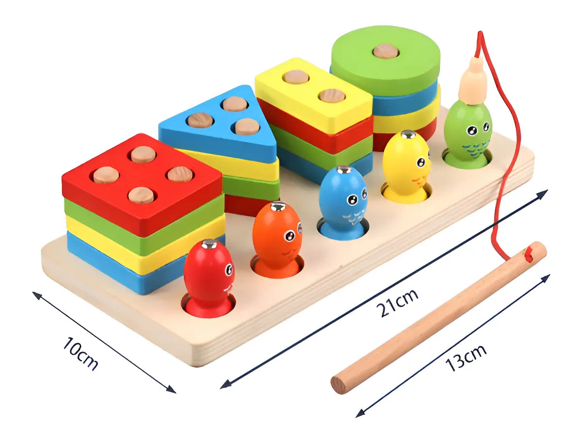 TABLERO JUGUETE DIDÁCTICO MONTESSORI DE MADERA -ANIMALES Y PESCA MAGNÉTICA