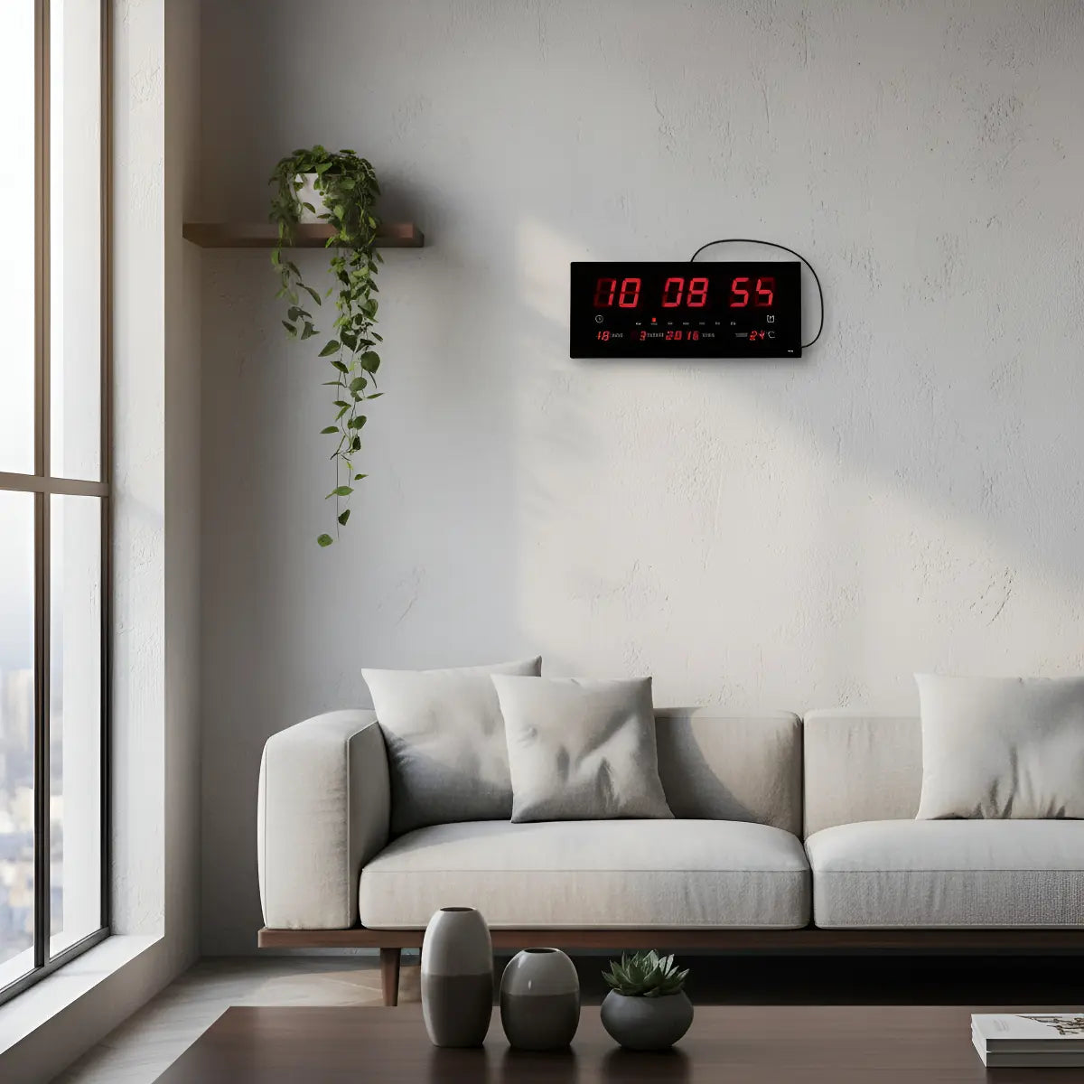RELOJ DIGITAL DE PARED CON PANTALLA LED MAKA -NEGRO