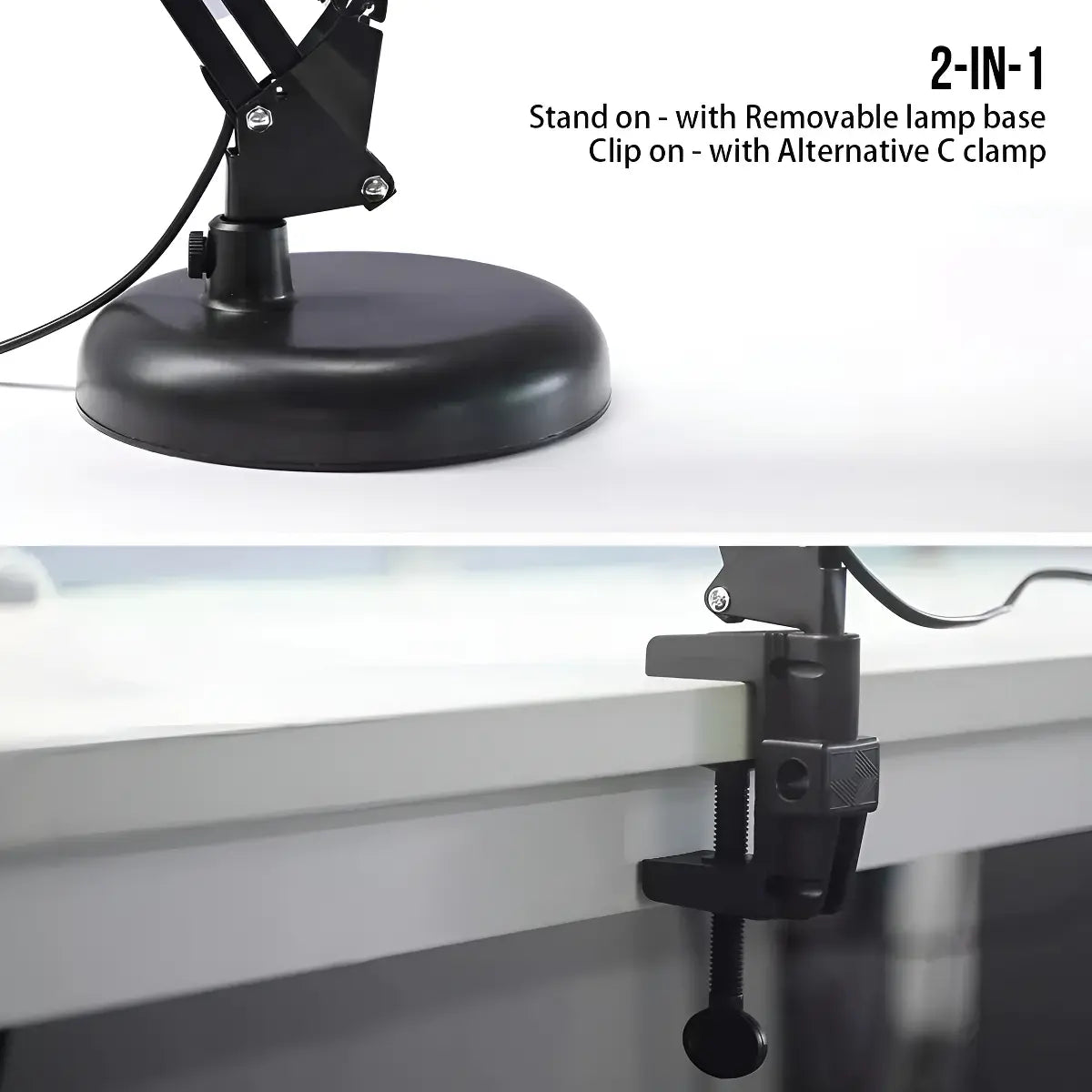 LÁMPARA FLEXIBLE DE ESCRITORIO PARA ESTUDIO Y DIBUJO CON CLIP -NEGRA