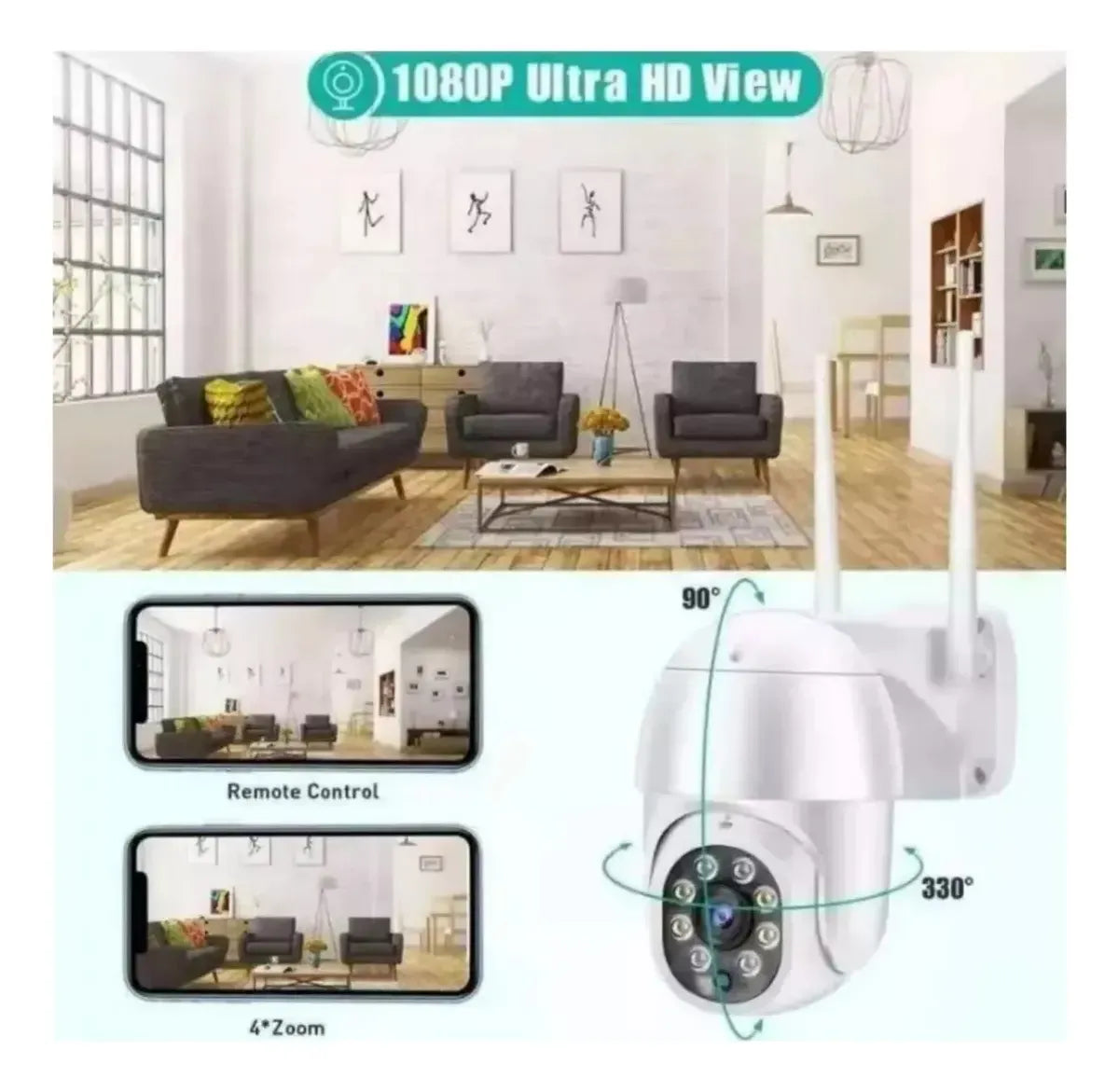PACK X4 CÁMARAS DE SEGURIDAD EXTERIOR WIFI IP CON DETECCIÓN DE MOVIMIENTO