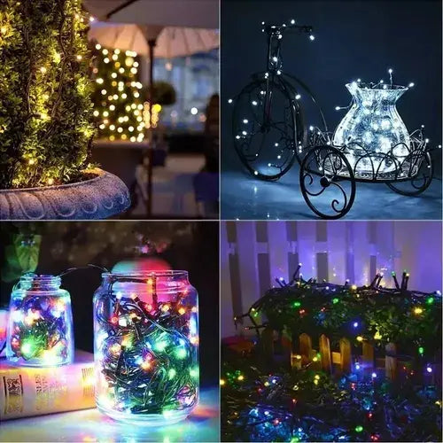 GUIRNALDA SOLAR LED 10 METROS CON 100 LUCES MULTICOLOR PARA EXTERIOR