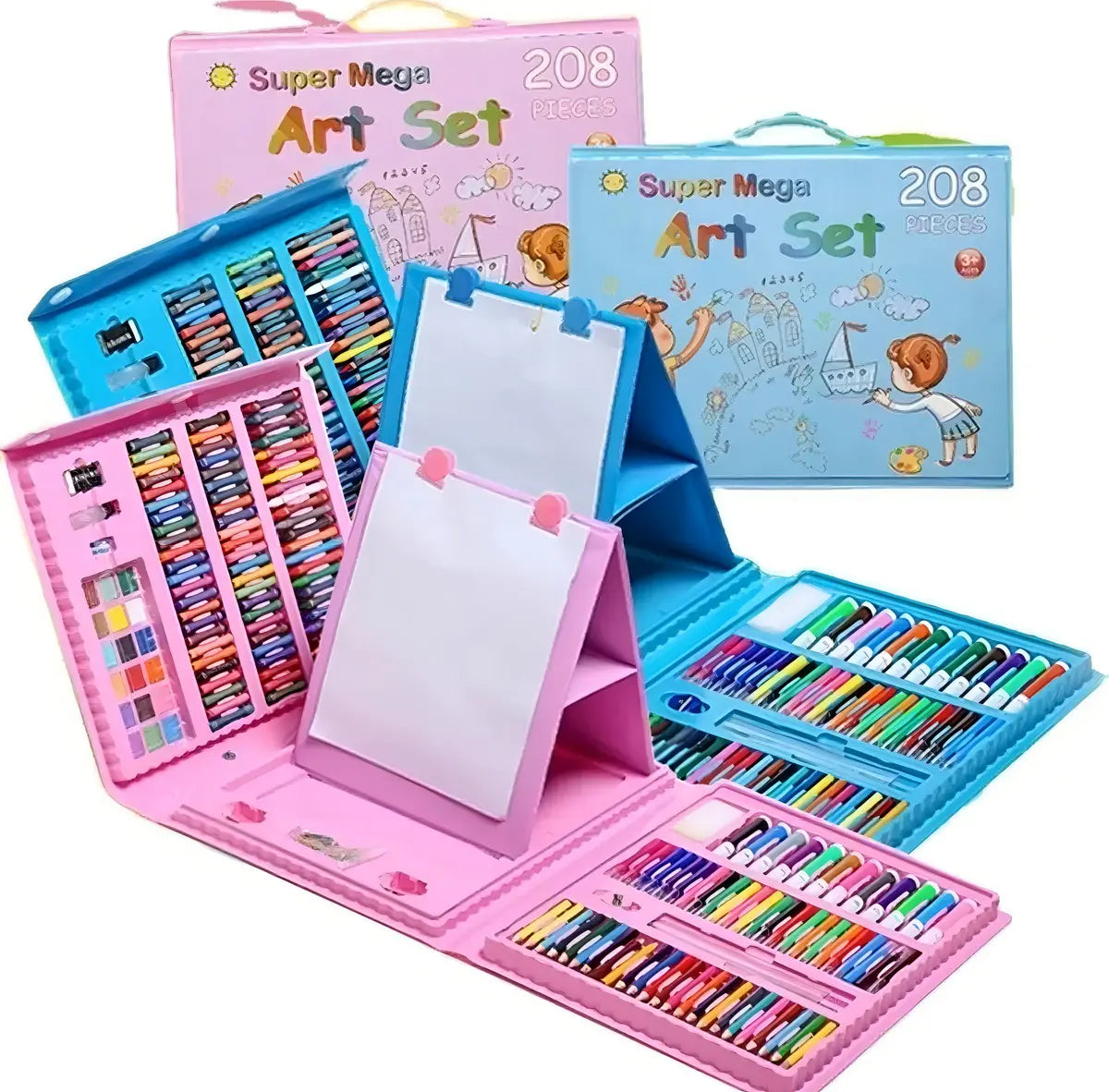 SET DE DIBUJO Y PINTURA 208 PIEZAS PORTÁTIL PARA NIÑOS