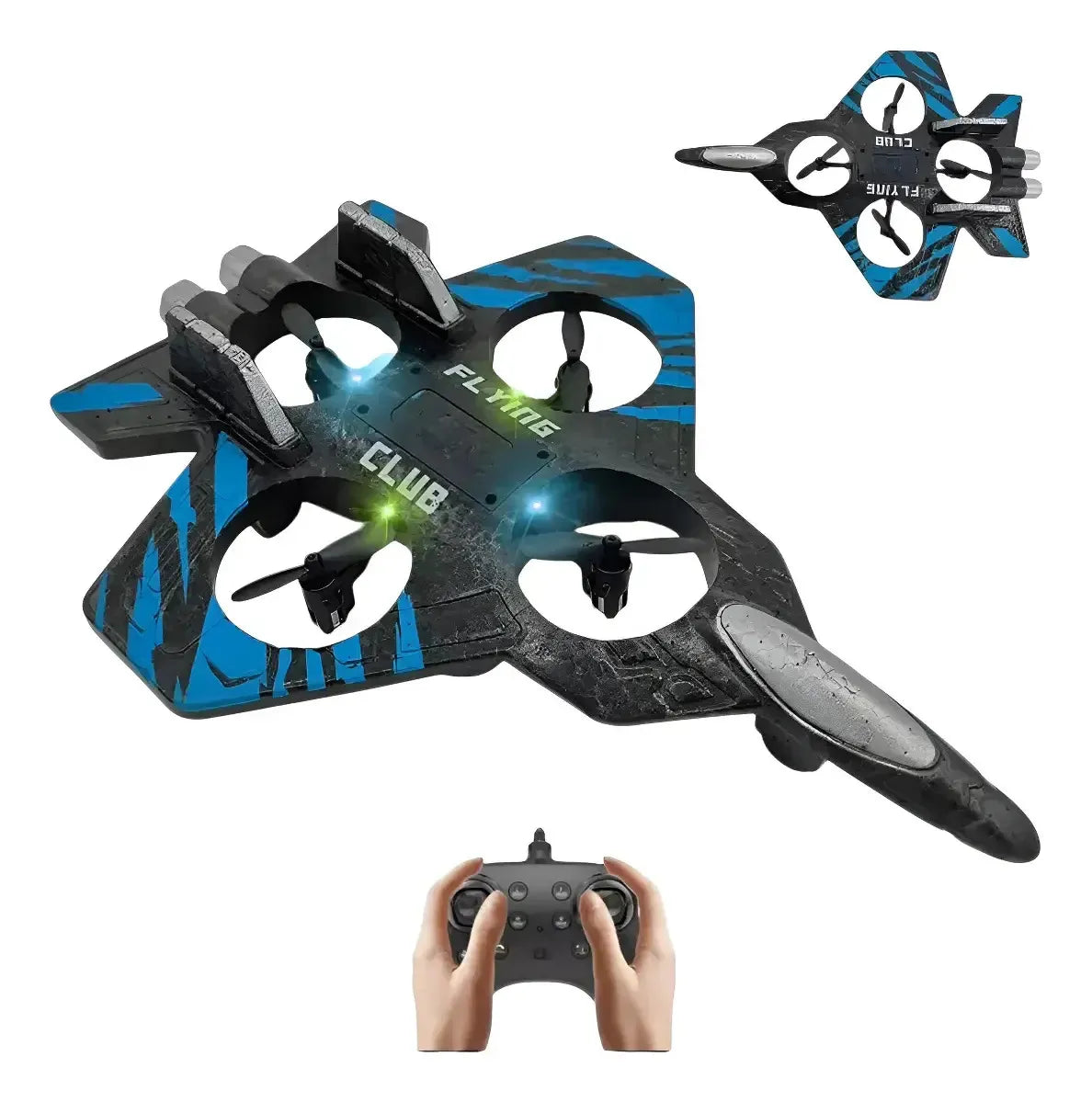 JUGUETE DRONE AVIÓN FIGHTER RC 4 HÉLICES CON LUCES LED Y CONTROL REMOTO