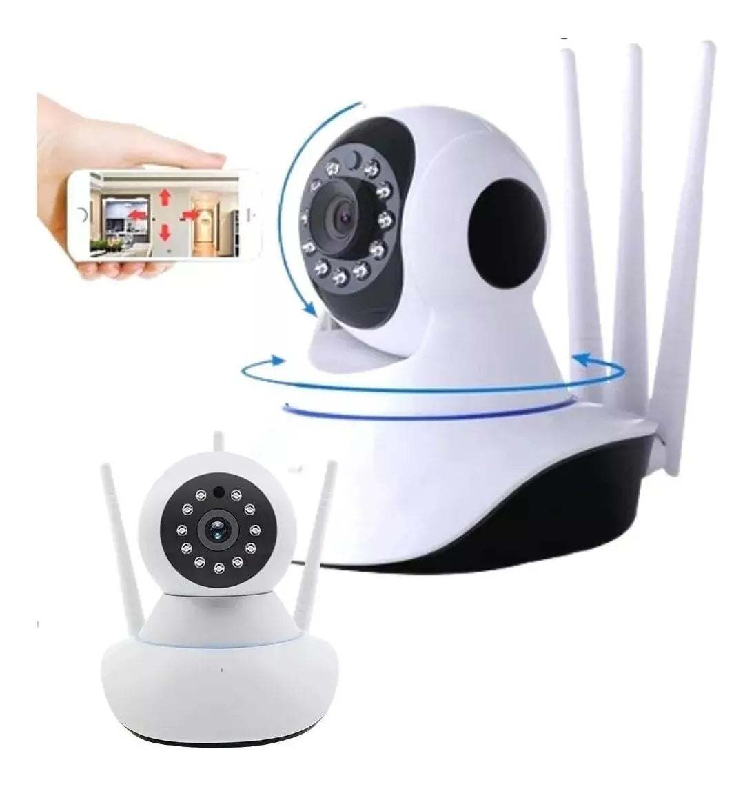 CÁMARA IP ROBÓTICA 360° HD WIFI CON VISIÓN NOCTURNA Y 3 ANTENAS