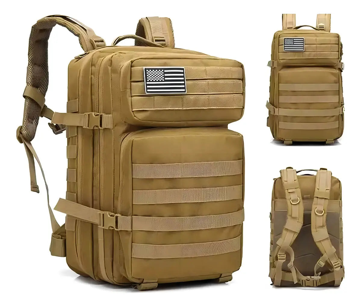 MOCHILA TÁCTICA MILITAR 50L IMPERMEABLE - MULTIUSO COLOR OCRE