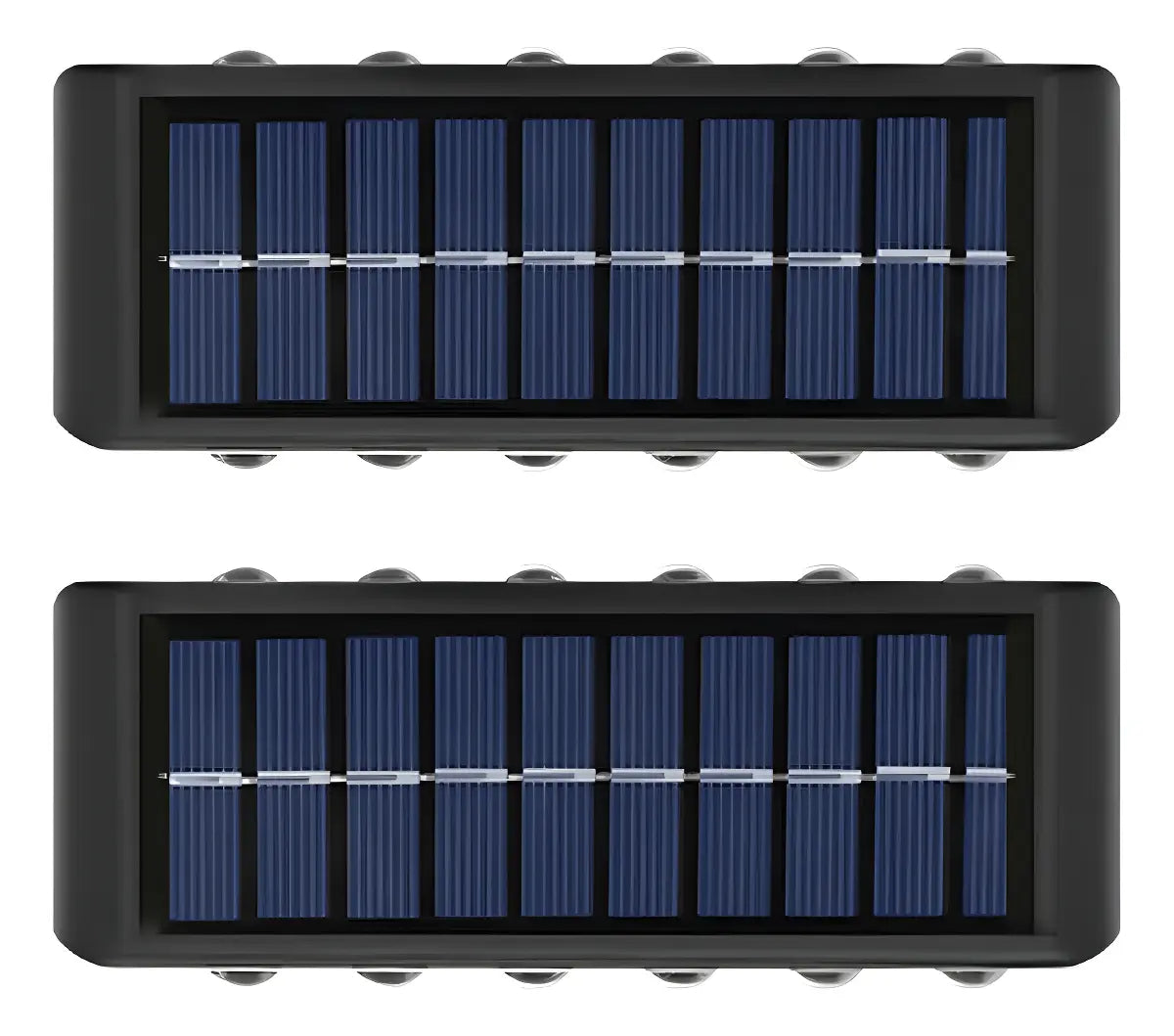 PACK X2 APLIQUES SOLARES DE MURO 12 LED LUZ CÁLIDA -NEGRO