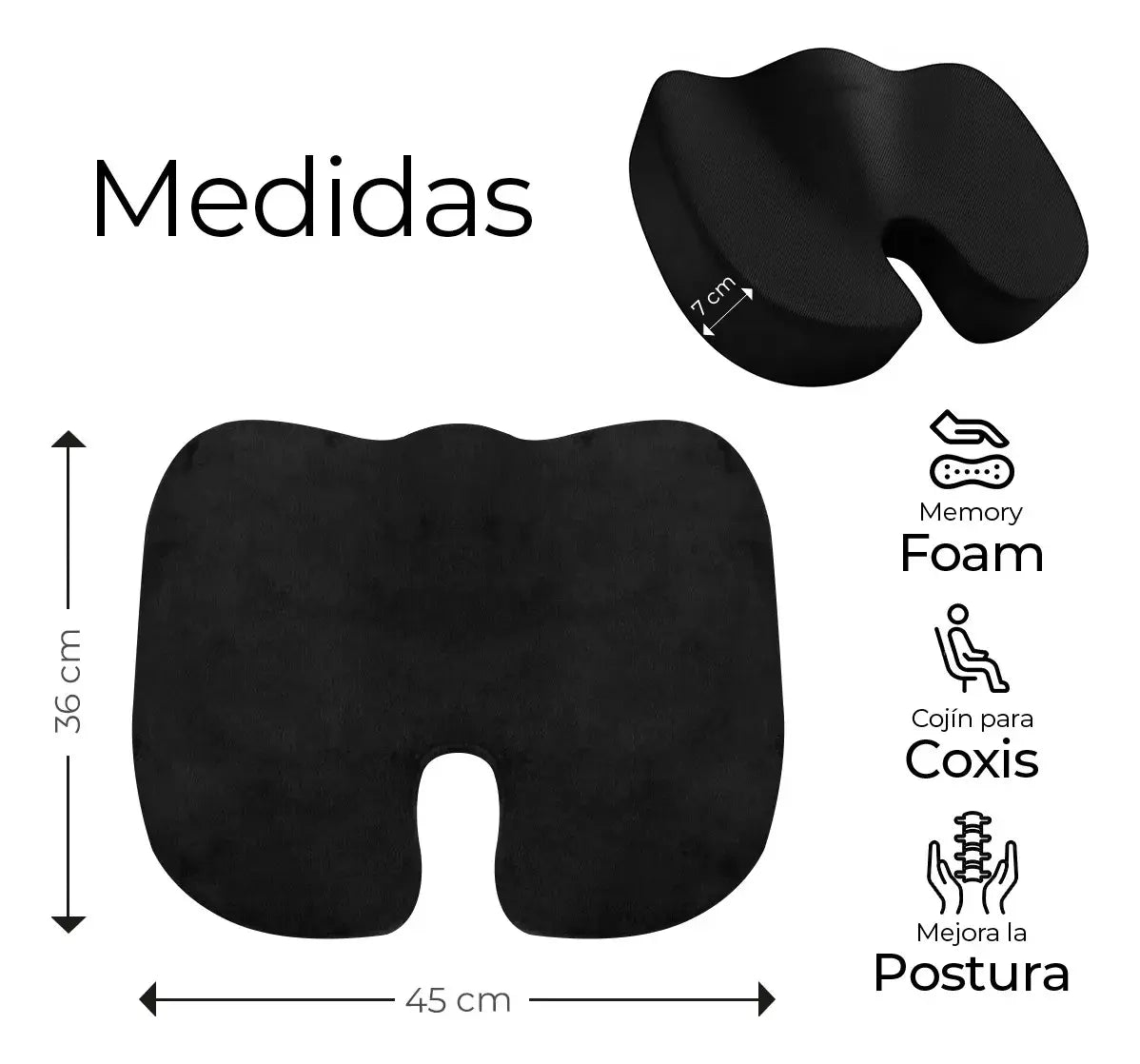 COJÍN ORTOPÉDICO DE ASIENTO LUMBAR ANTIDESLIZANTE PARA OFICINA