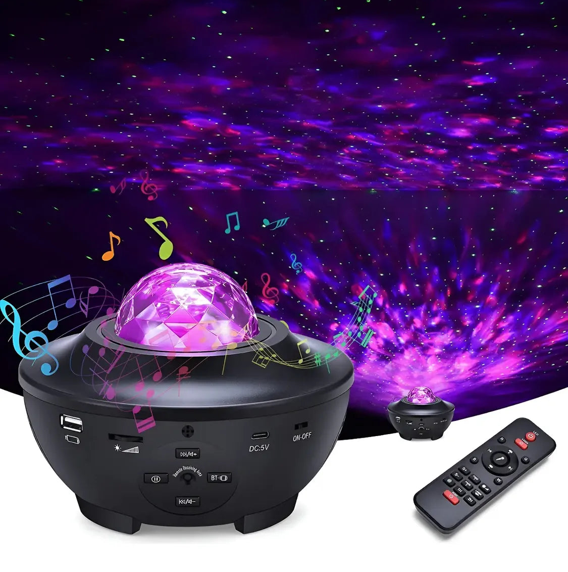 PROYECTOR GALAXIA ESTRELLAS LED CON PARLANTE BLUETOOTH
