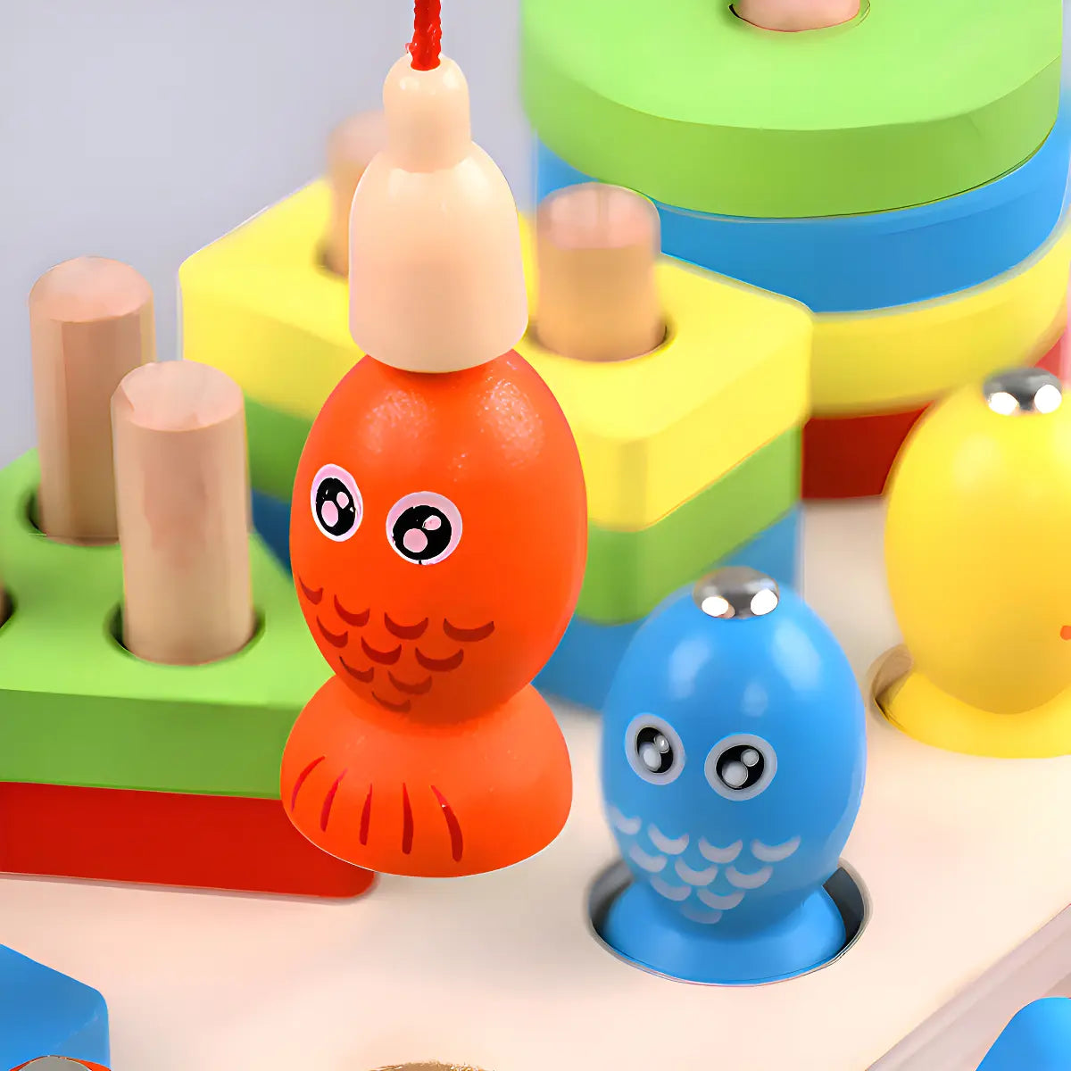 TABLERO JUGUETE DIDÁCTICO MONTESSORI DE MADERA -ANIMALES Y PESCA MAGNÉTICA