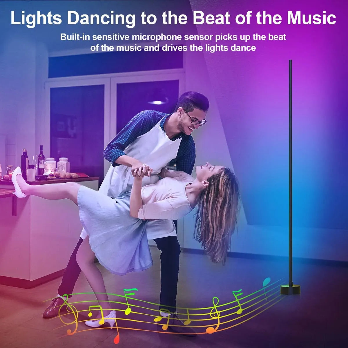 LÁMPARA DE PISO ESQUINERA RGB CON BLUETOOTH