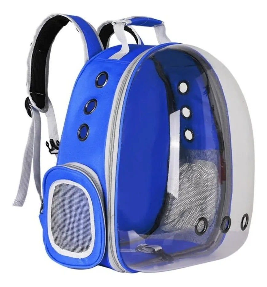 MOCHILA TRANSPORTADORA PARA MASCOTAS TRANSPARENTE TIPO CÁPSULA 6.5kg