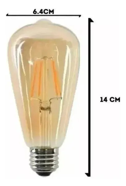 PACK X10 AMPOLLETAS FILAMENTO LED EDISON RETRO VINTAGE 4W