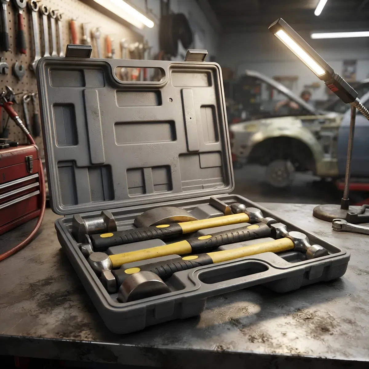 KIT DESABOLLADOR MARTILLO SET 7PIEZAS CON MALETÍN PARA REPARACIÓN DE CARROCERÍA