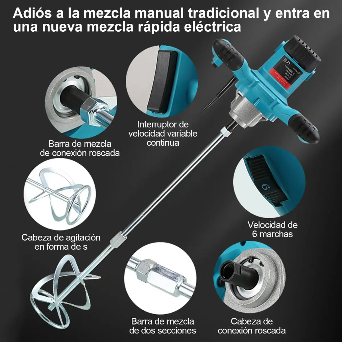 MEZCLADOR DE HORMIGÓN ELÉCTRICO 1200W