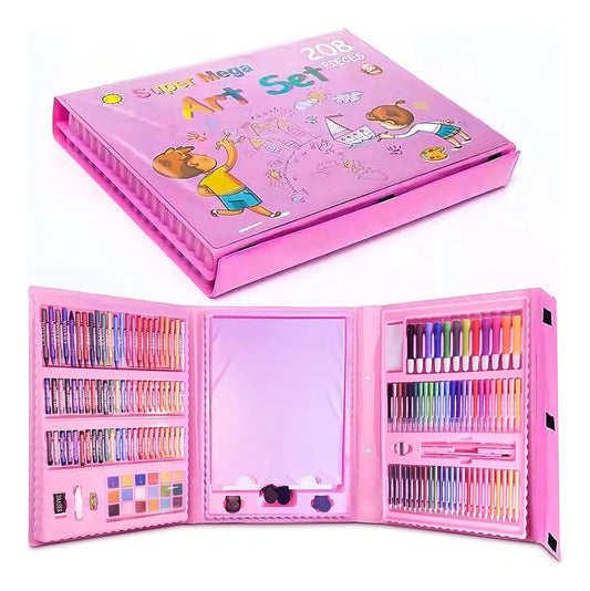 SET DE DIBUJO Y PINTURA 208 PIEZAS PORTÁTIL PARA NIÑOS