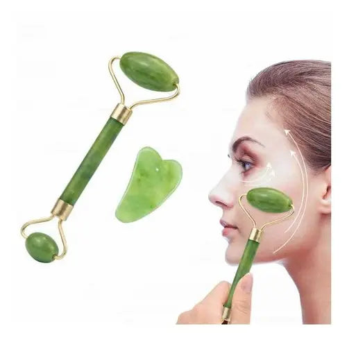 KIT BIENESTAR FACIAL (RODILLO JADE + PIEDRA GUA SHA + ANTIFAZ PARA DORMIR