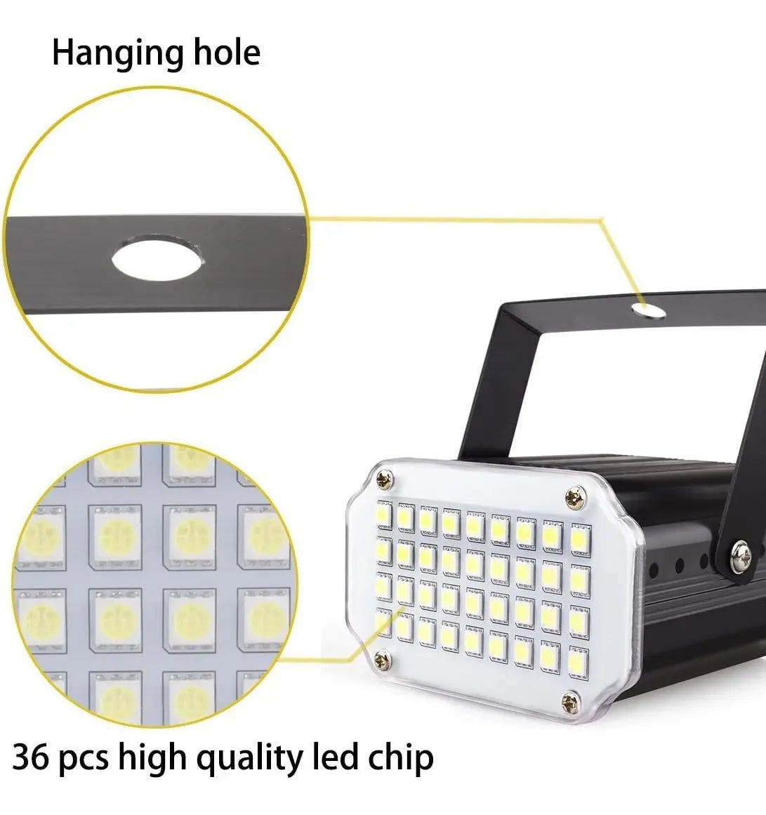 MINI FOCO ESTROBOSCÓPICO 36 LED BLANCO PARA FIESTA ✨