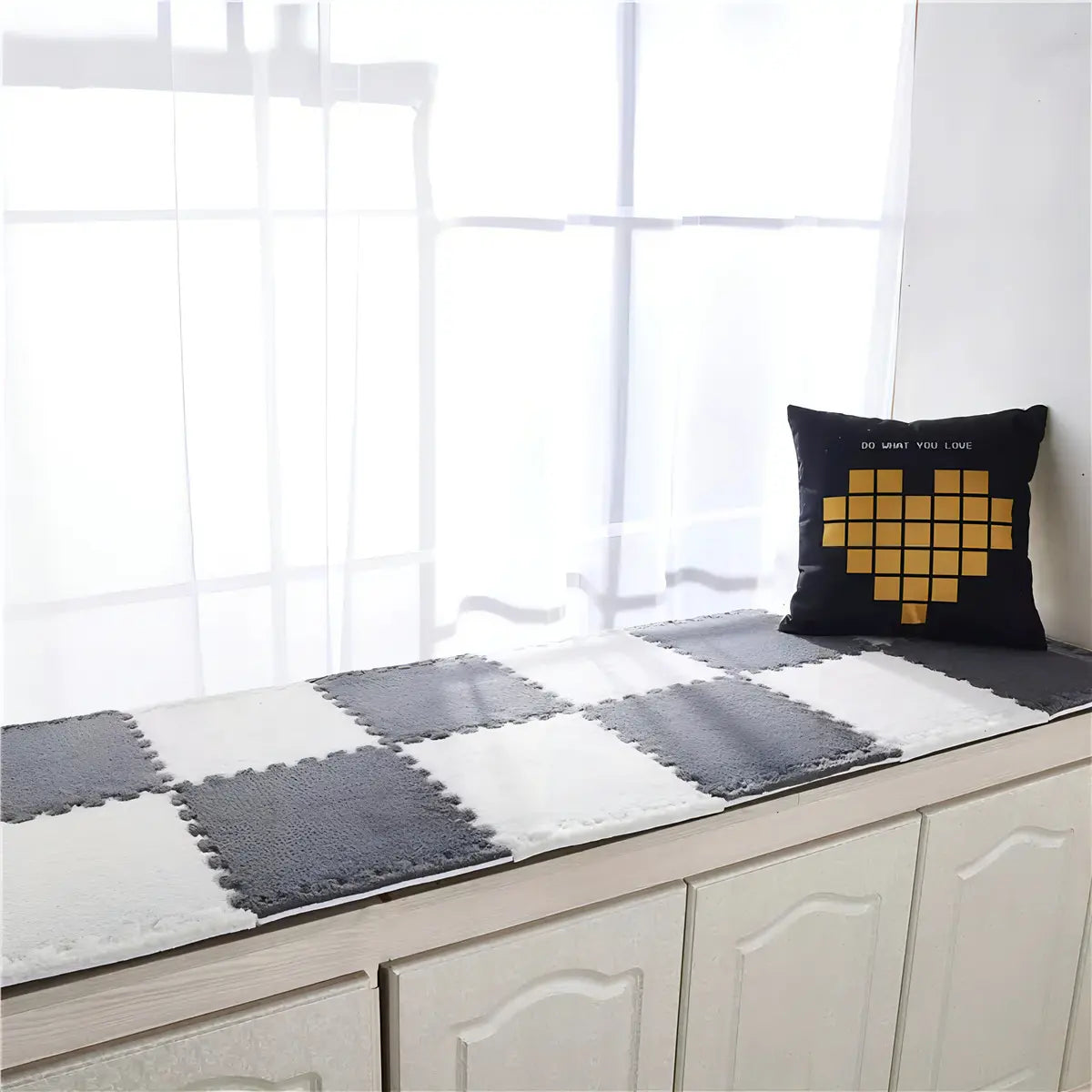 SET 10 ALFOMBRAS GOMA EVA PELUDAS 30X30CM - COLOR GRIS DECORATIVO