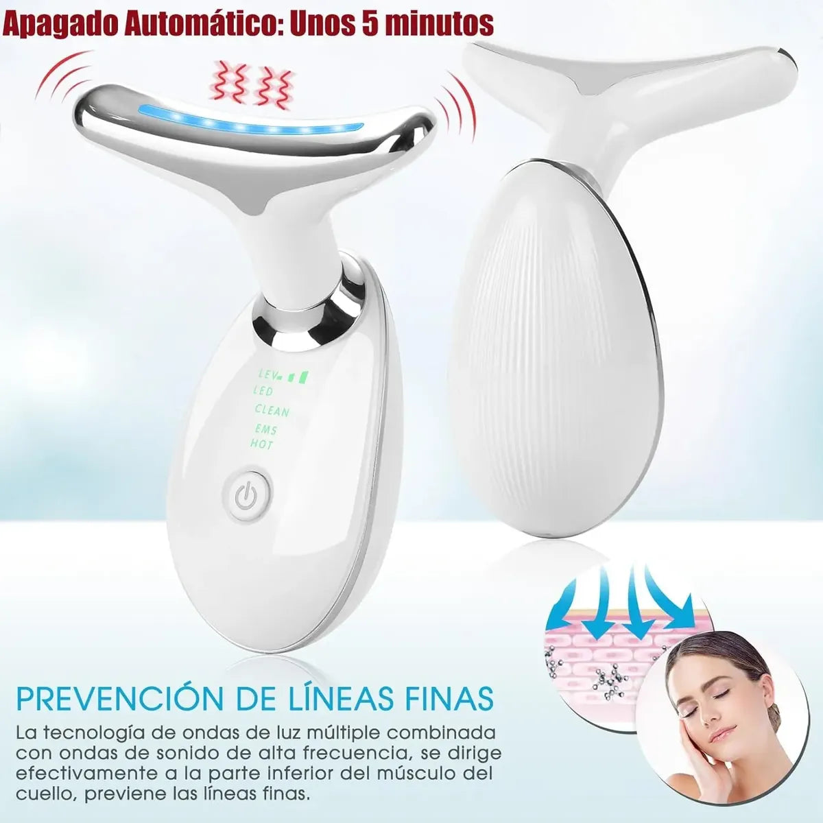 MASAJEADOR REDUCTOR PAPADA FACIAL CUELLO ANTIARRUGAS BLANCO