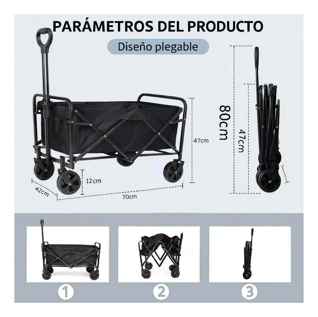 CARRITO PLEGABLE 100KG MULTIUSO CAMPING Y COMPRAS